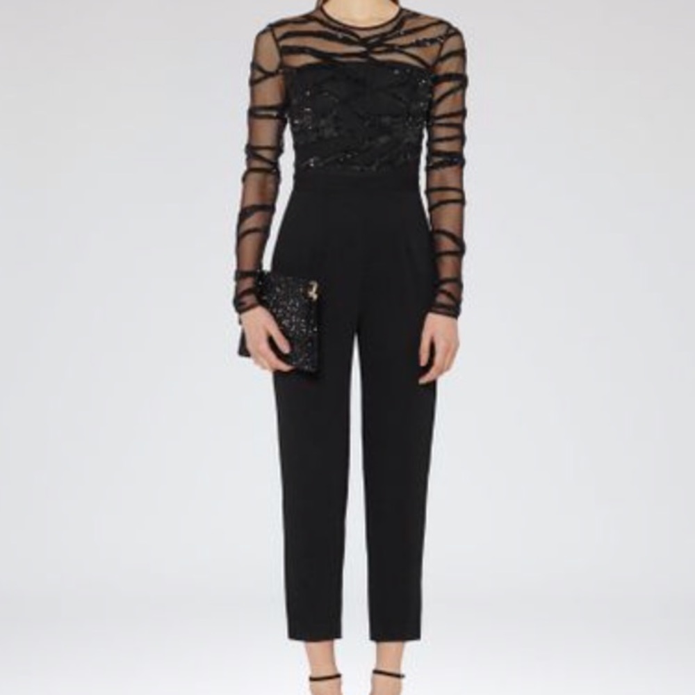 REISS Salie Sequin Embroidered Jumpsuit NWT